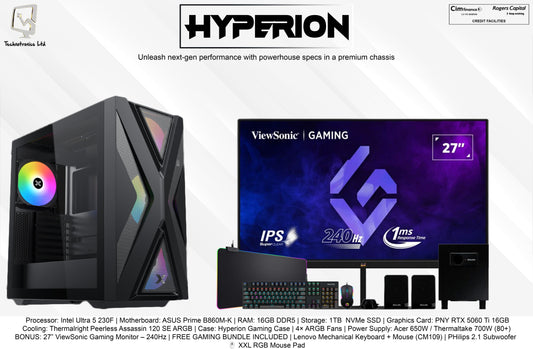 HYPERION GAMING SET -Intel Ultra 5 230F + RTX 5060 Ti 16GB- 27” 240Hz MONITOR