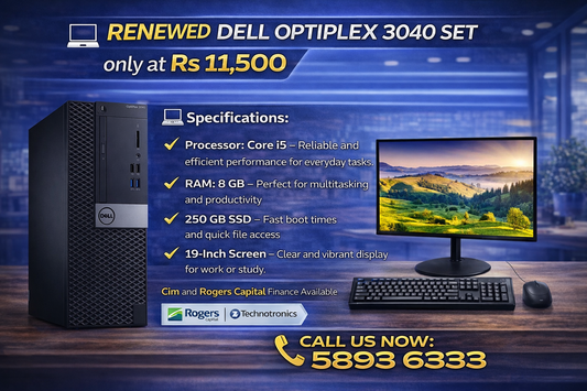 Dell Optiplex 3040 Set | Processor: Core i5 | RAM: 8 GB | Storage: 250 GB SSD