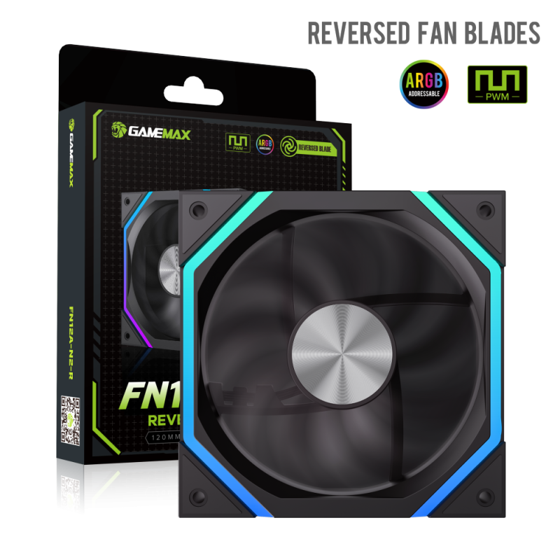 Gamemax 120MM ARGB REVERSE BLADE COOLNG FAN FN12A-N2-R