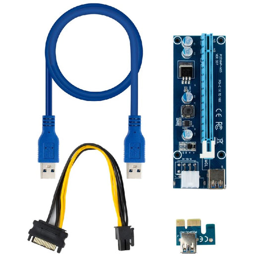 Pci-e 1x to 16x risers 6 pin power connector extender usb 3.0 data  cable crypto Mining machine