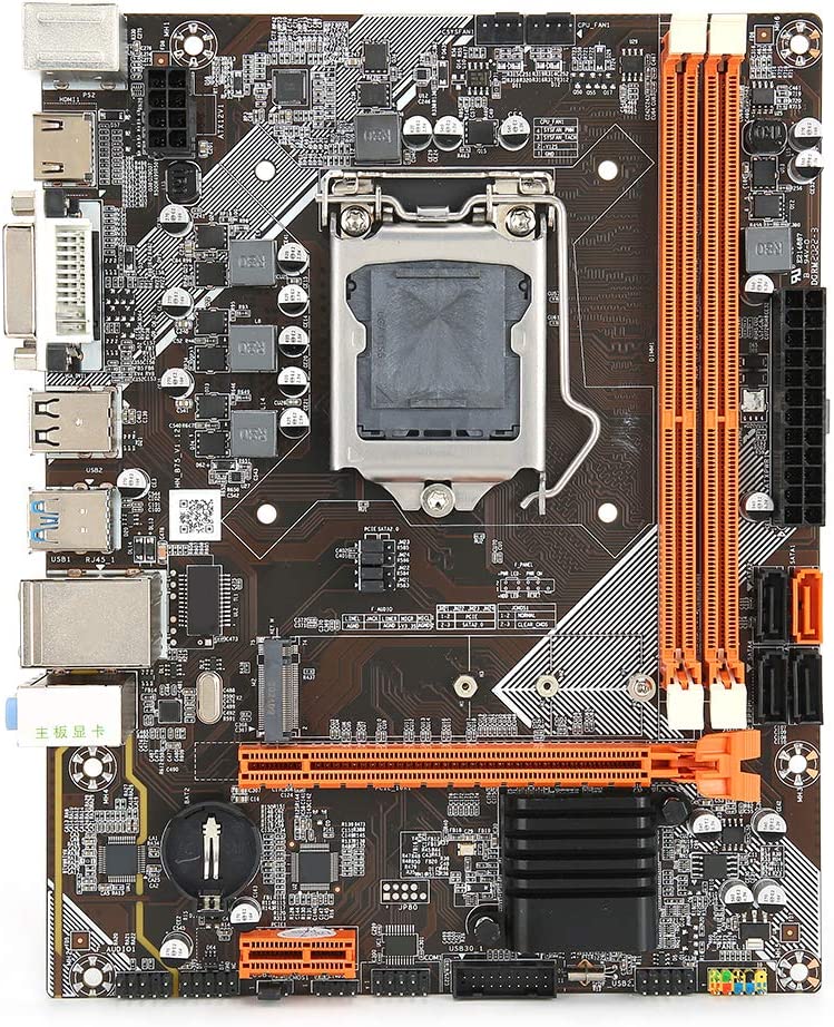Desktop Computer M-ATX Motherboard, DDR3 LGA1155 CPU for Intel B75 Mainboard, RTL8111H Gigabit Network Card, M.2 NVME+NGFF Dual-Mode, SATA3.0, USB 3.0
