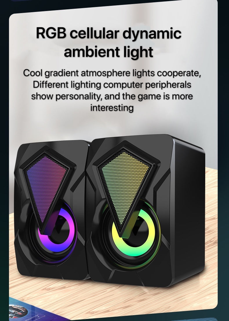 X2 usb mini super subwoofer wired colorful lighting effect RGB desktop speaker