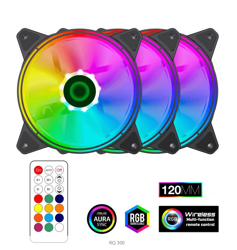 Gamemax RQ300 Trio RGB Fans with Remote Control