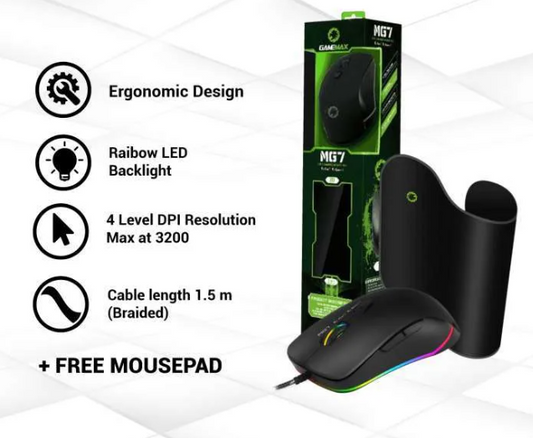 Gamemax Gaming Mouse MG7 with mouse pad 3200 DPI